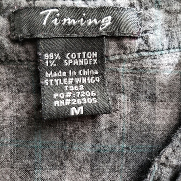 [Timing] Plaid Ruffle Front Button Down Top - Picture 7 of 8